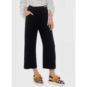 A.L.C. Womens High Rise Wide Leg Crepe Cropped Pants Large Black Quiet Luxury